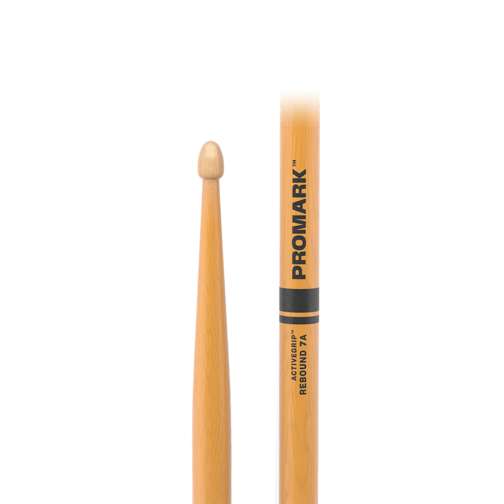 promark-rebound-7a-activegrip-clear-hickory-drumsticks-acorn-tip image 2