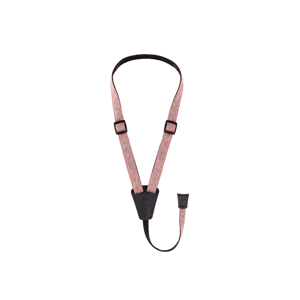 d-addario-cradle-ukulele-strap-paisley-pink-green-schallloch-gurt-aus-nylon image 1