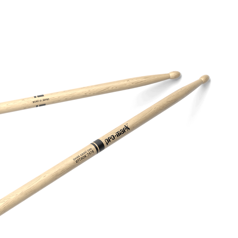 d-addario-promark-classic-attack-747b-shira-kashi-oak-drumsticks-oval-tip image 1