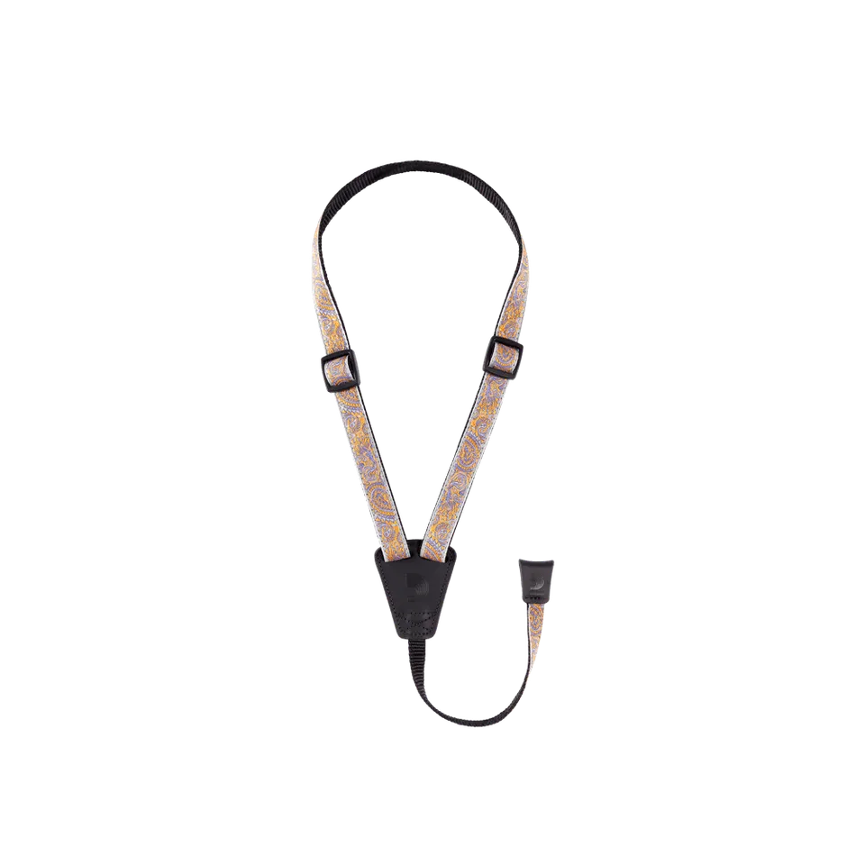 d-addario-cradle-ukulele-gurt-paisley-grey-orange-schallloch-haken image 1