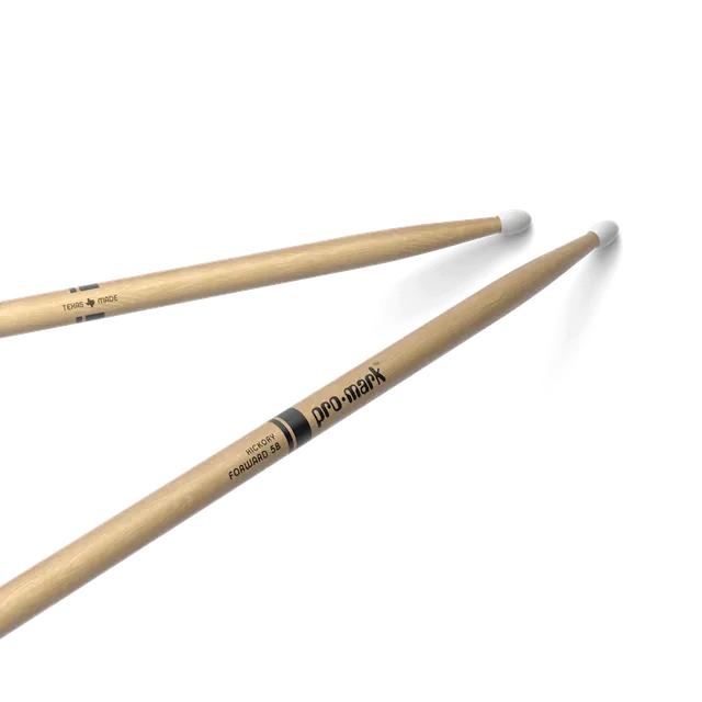 promark-classic-forward-5b-hickory-drumsticks-oval-nylon-tip image 1