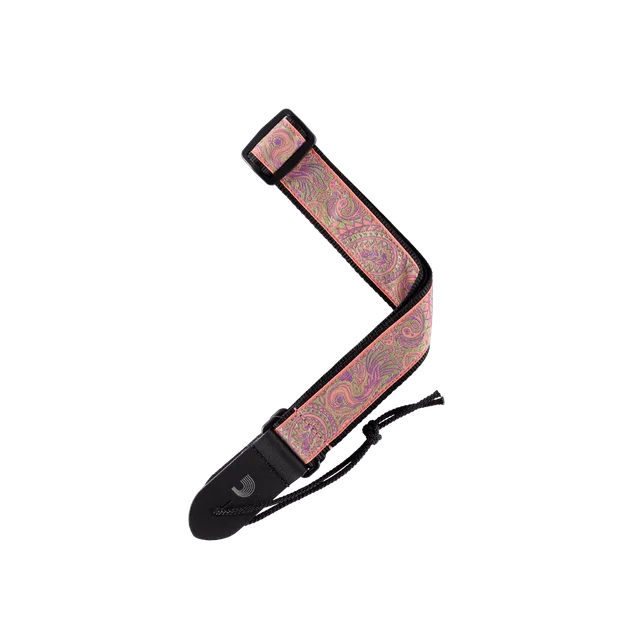 d-addario-jacquard-ukulele-gurt-paisley-pink-green image 1