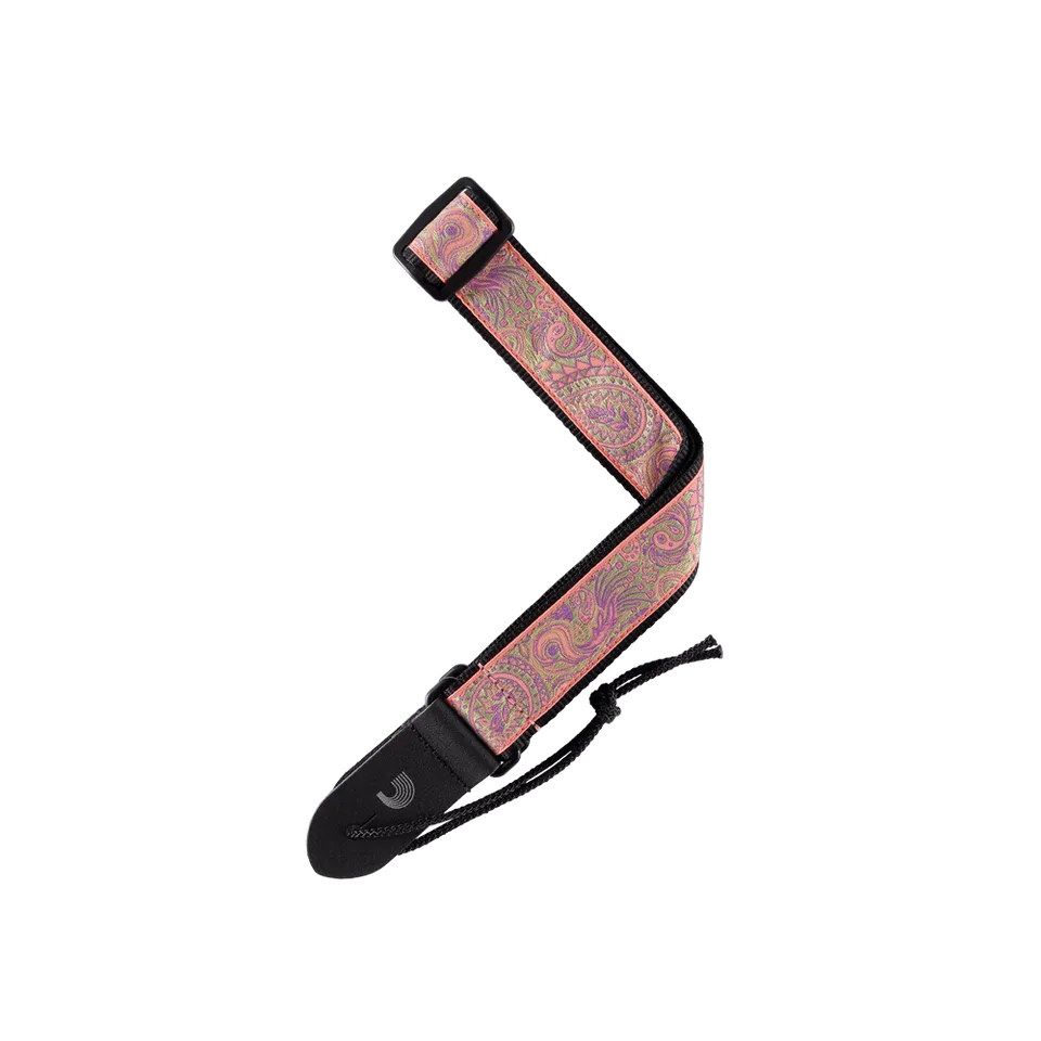 d-addario-jacquard-ukulele-gurt-paisley-pink-green image 1