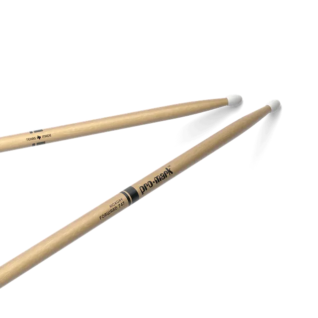 promark-classic-forward-747-hickory-drumsticks-oval-nylon-tip image 1