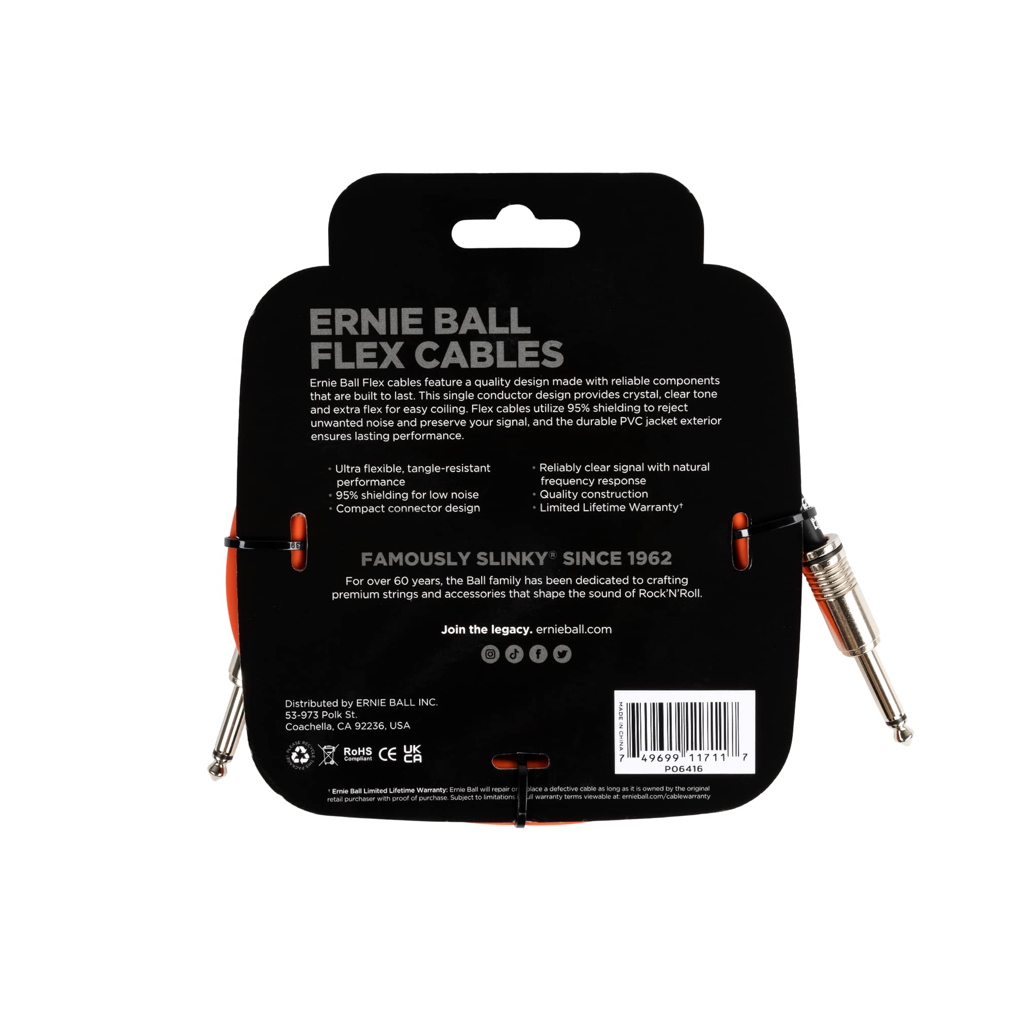 ernie-ball-flex-instrumentenkabel-3-05-m-orange-gerade-gerade image 2
