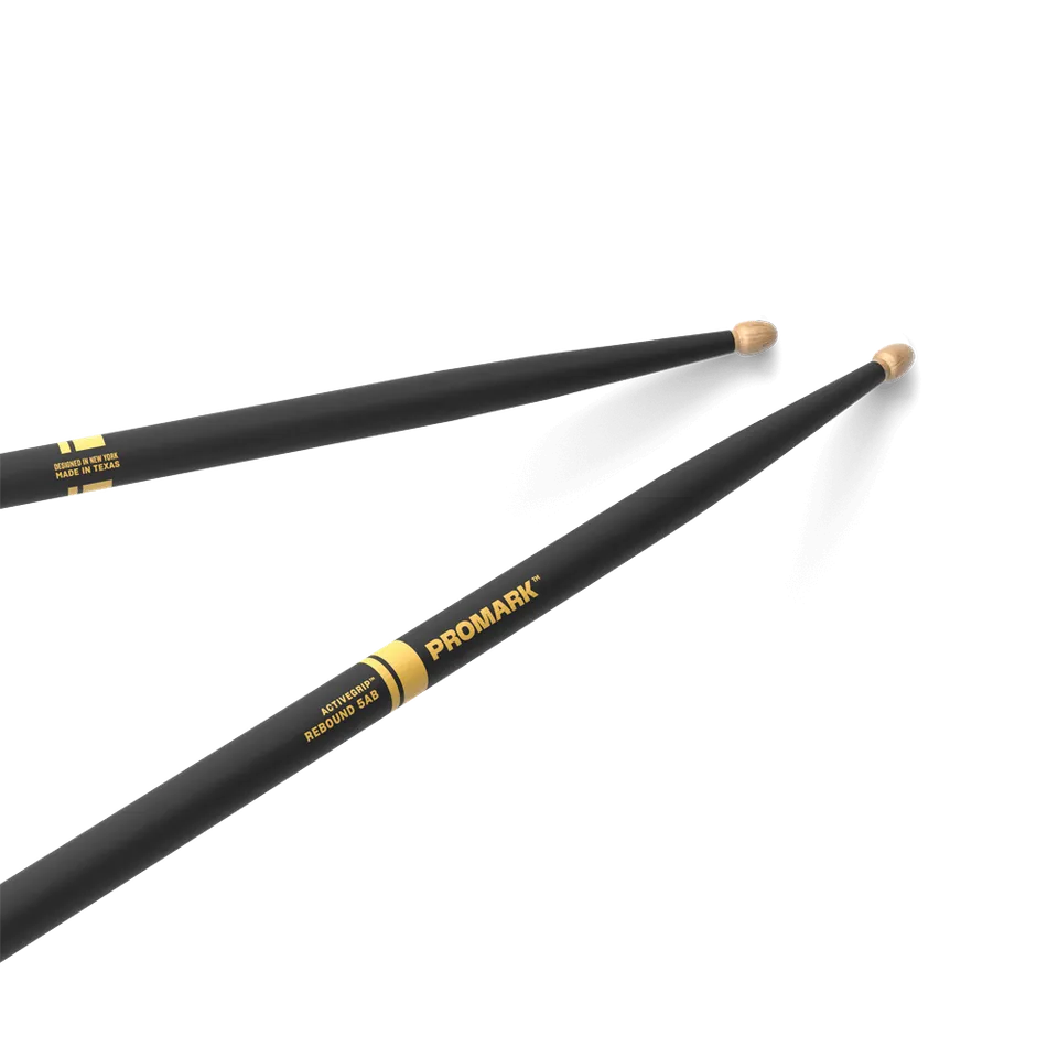 d-addario-promark-rebound-5ab-activegrip-hickory-drumsticks-mit-acorn-tip image 1