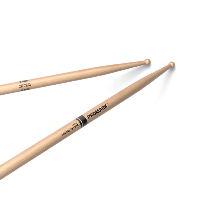 promark-by-d-addario-finesse-2b-long-maple-drumsticks-small-round-wood-tip image 1