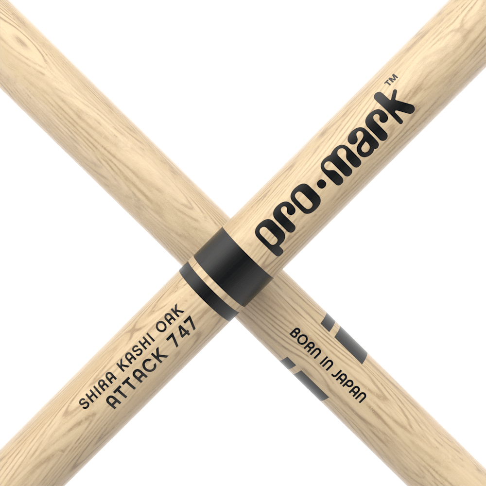 d-addario-promark-classic-attack-747-drumsticks-shira-kashi-oak-nylon-tip-oval image 5
