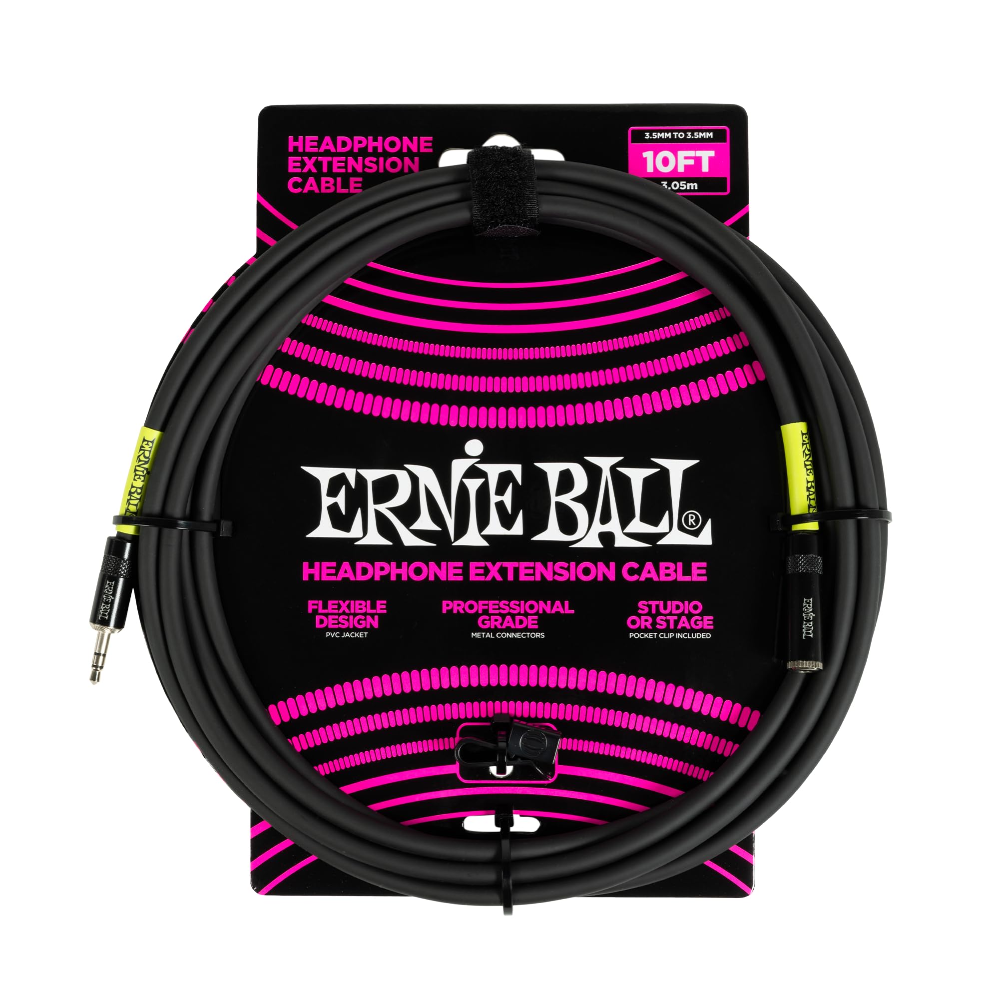 ernie-ball-kopfh-rer-verl-ngerungskabel-3-5-mm-auf-3-5-mm-3-m-schwarz image 1