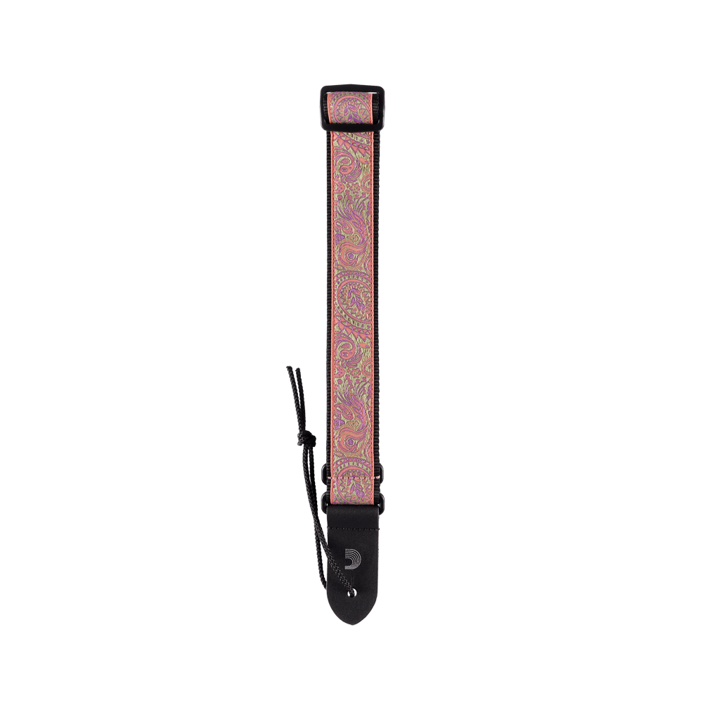 d-addario-jacquard-ukulele-gurt-paisley-pink-green image 3