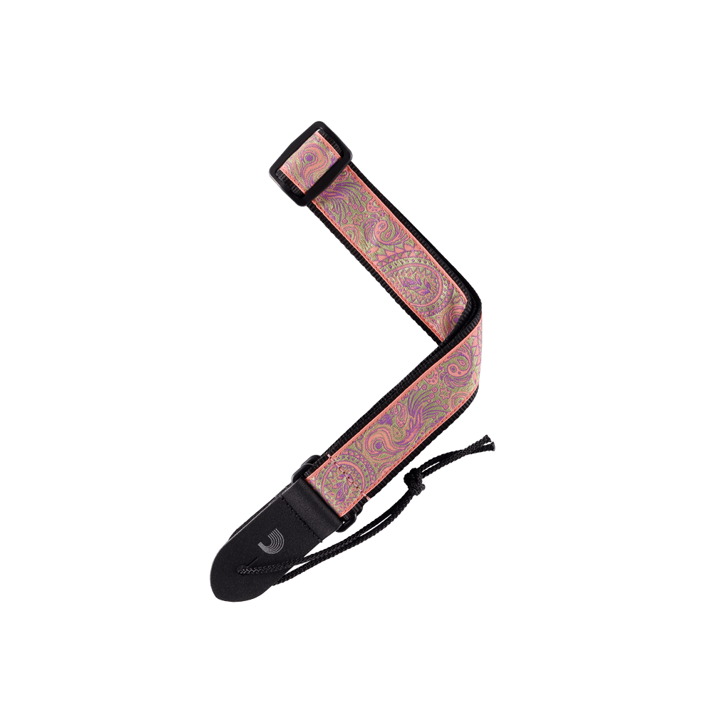 d-addario-jacquard-ukulele-gurt-paisley-pink-green image 1