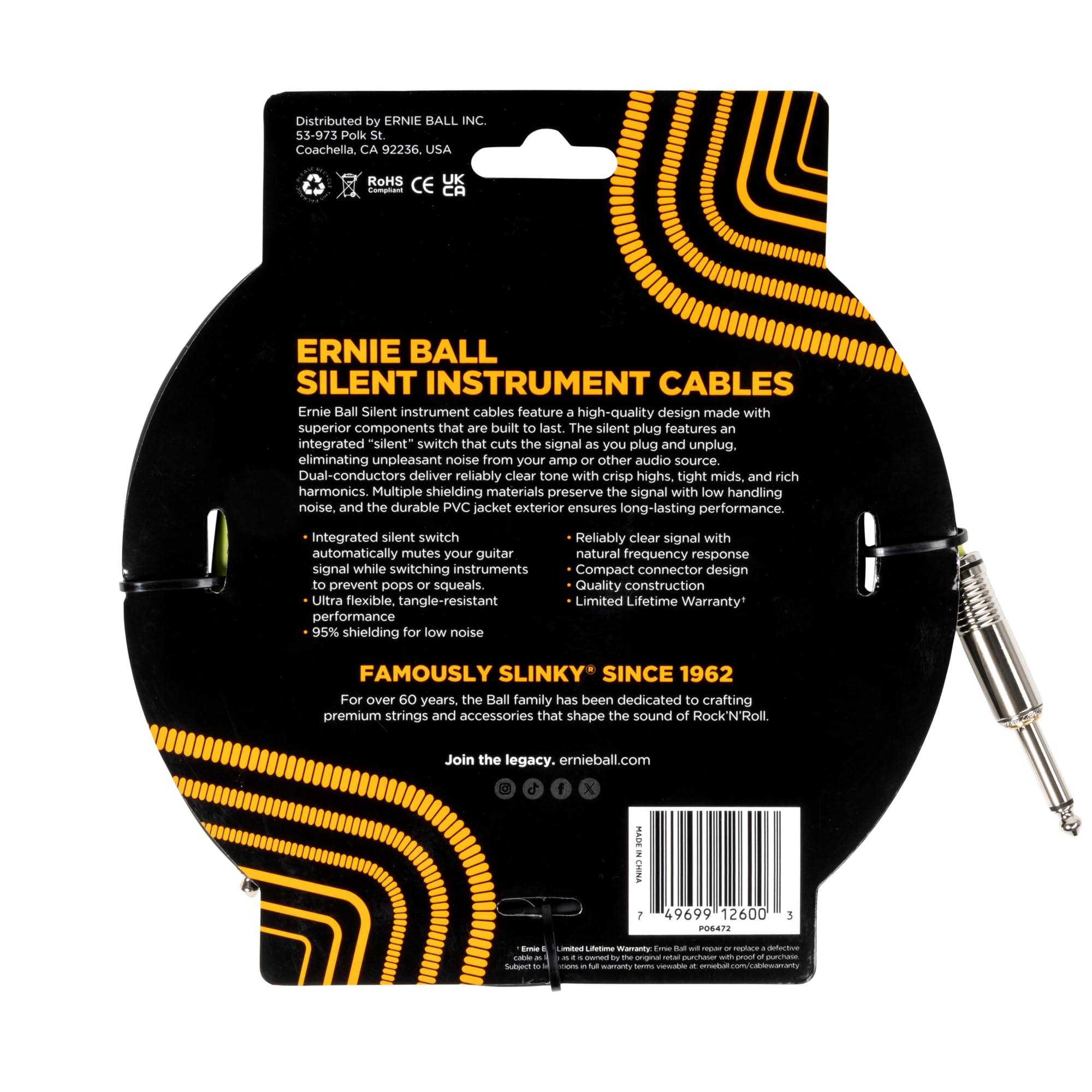 ernie-ball-classic-instrumentenkabel-gerade-gerade-3-m-silent-schwarz image 2