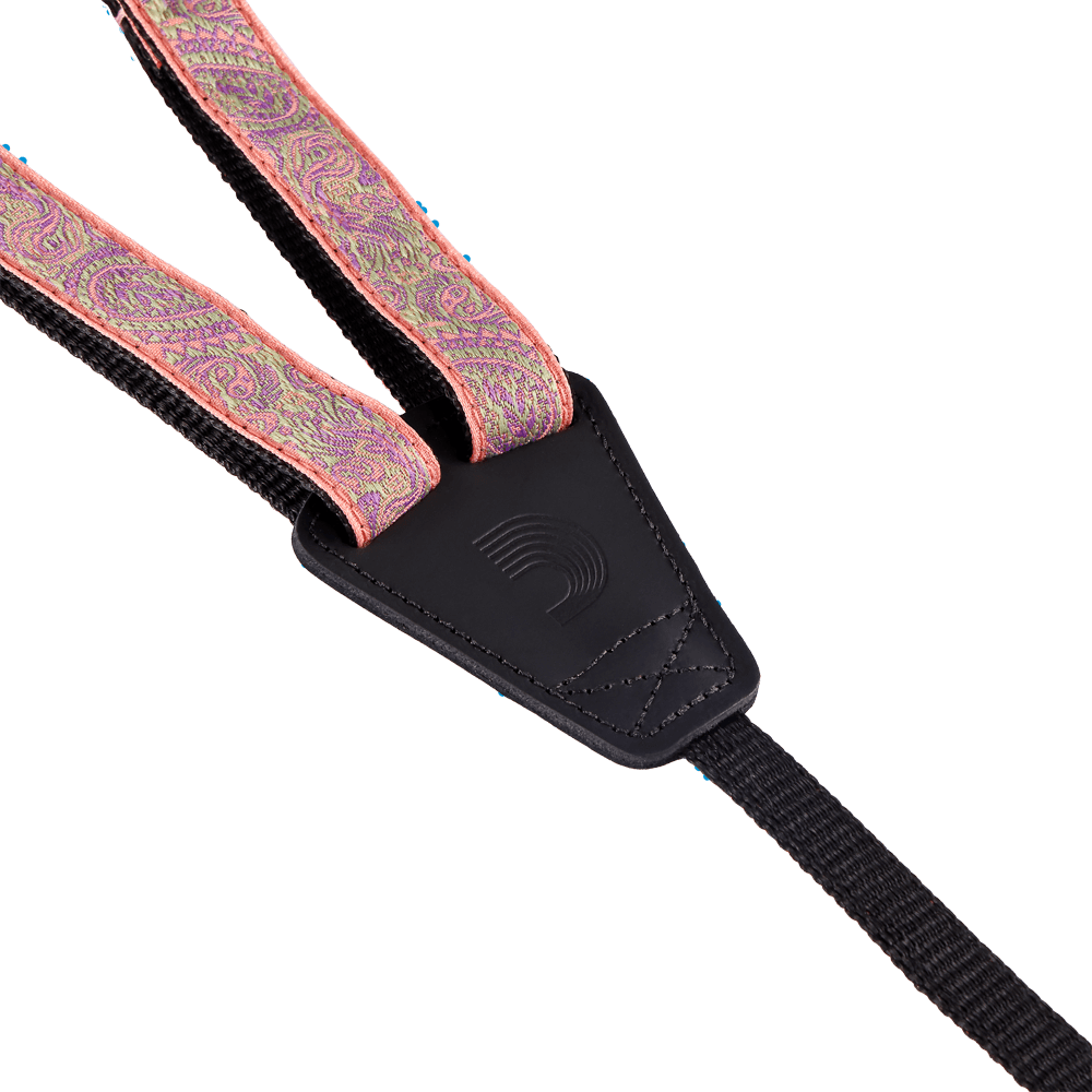 d-addario-cradle-ukulele-strap-paisley-pink-green-schallloch-gurt-aus-nylon image 3