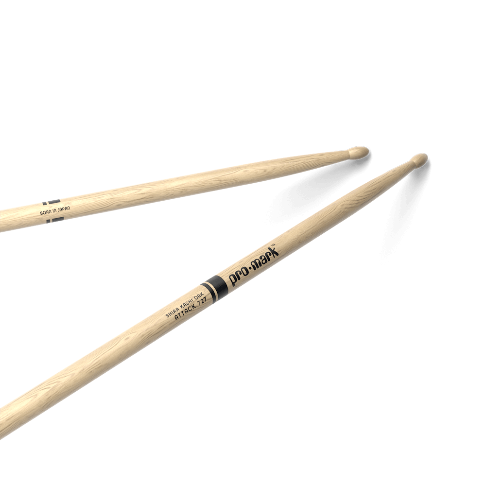 d-addario-promark-classic-attack-727-drumstick-shira-kashi-oak-oval-wood-tip image 1