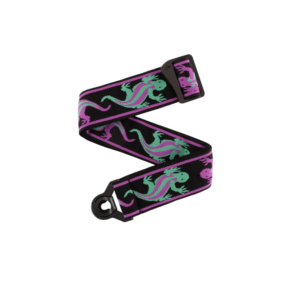 d-addario-auto-lock-vintage-lizard-gitarrengurt-purple image 1