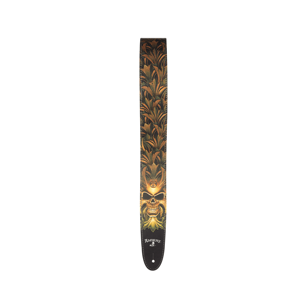 d-addario-alchemy-leder-gitarrengurt-green-skull image 3