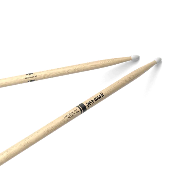 promark-by-d-addario-classic-attack-5a-shira-kashi-oak-drumstick-nylon-tip image 1