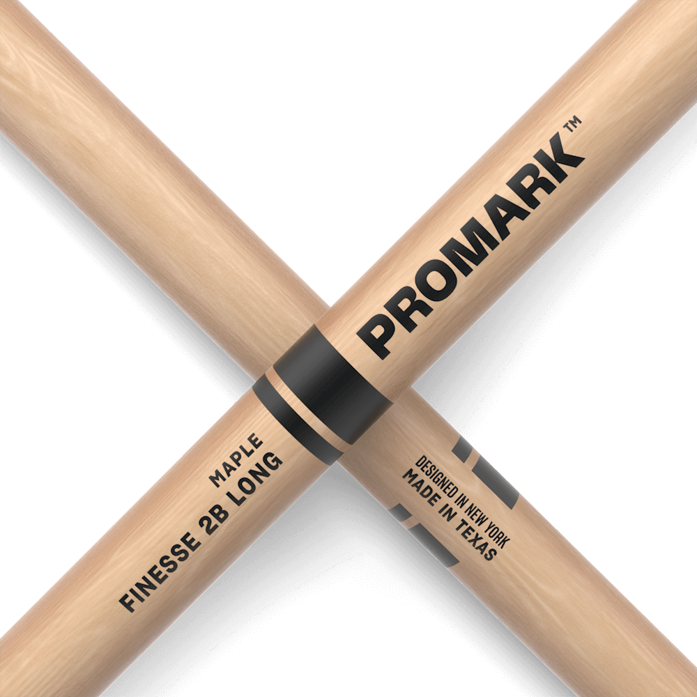promark-by-d-addario-finesse-2b-long-maple-drumsticks-small-round-wood-tip image 5