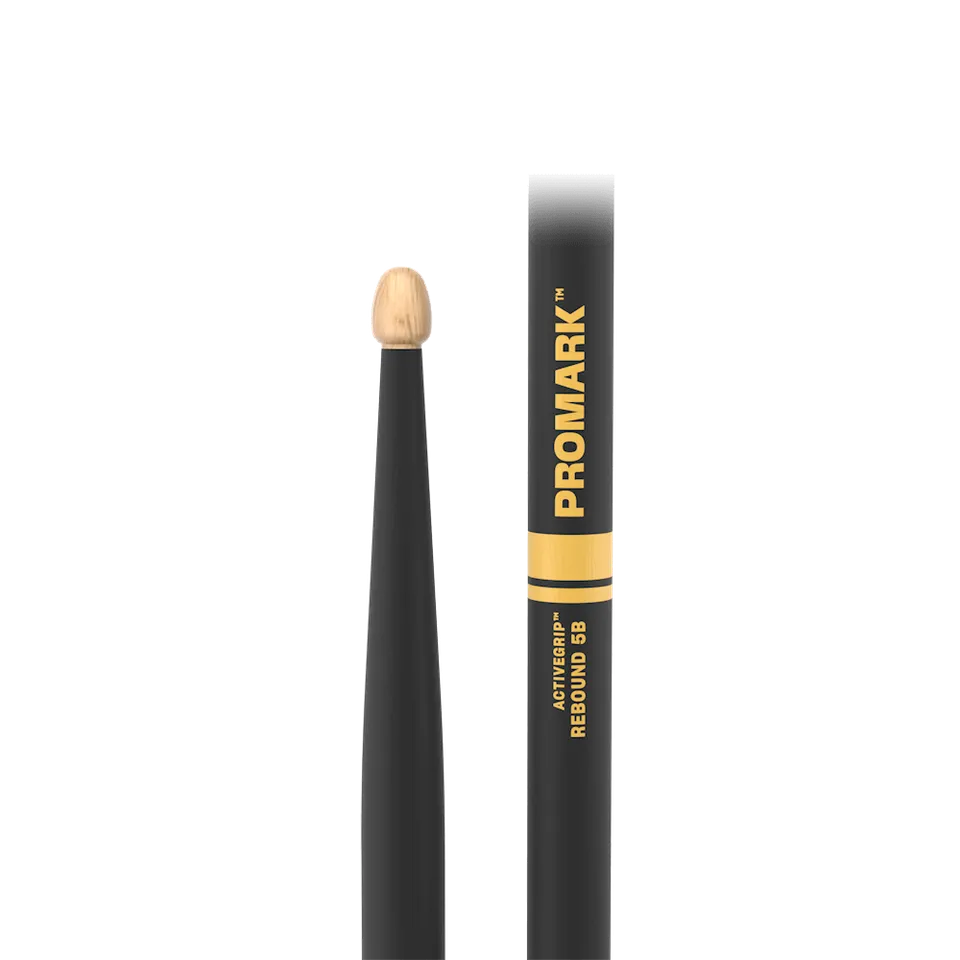 promark-rebound-5b-activegrip-hickory-drumsticks-acorn-tip image 1