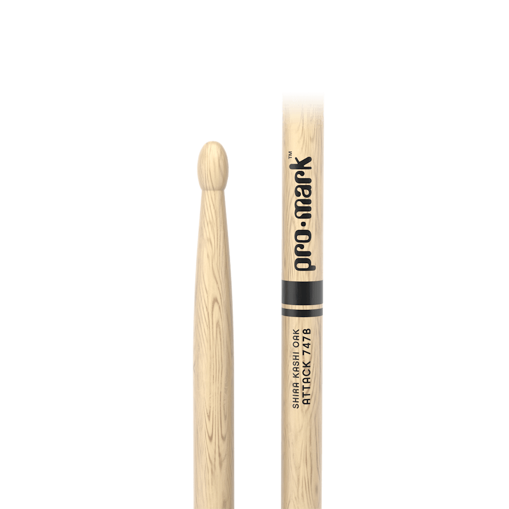 d-addario-promark-classic-attack-747b-shira-kashi-oak-drumsticks-oval-tip image 2