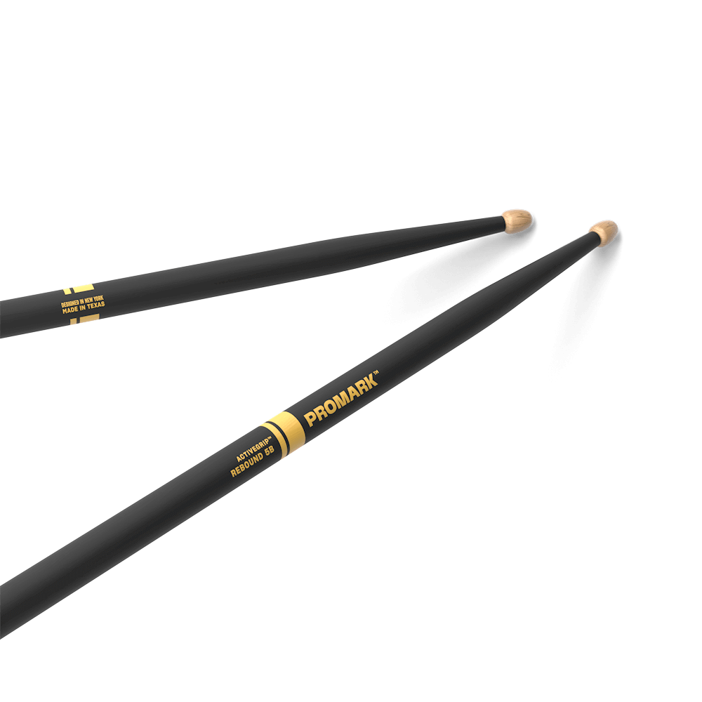 promark-rebound-5b-activegrip-hickory-drumsticks-acorn-tip image 3
