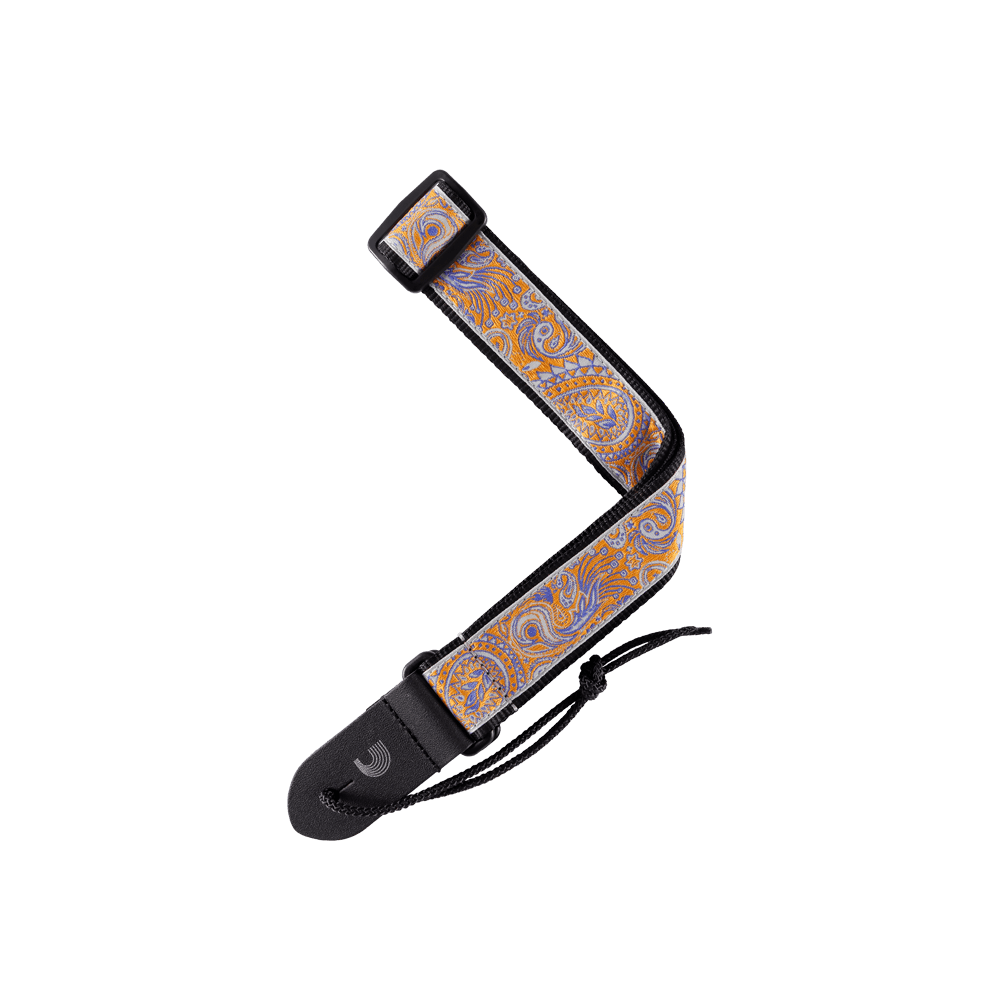 d-addario-jacquard-ukulele-gurt-paisley-grey-orange image 1