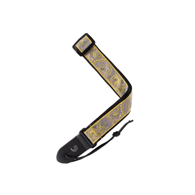 d-addario-jacquard-ukulele-gurt-paisley-yellow-purple image 1