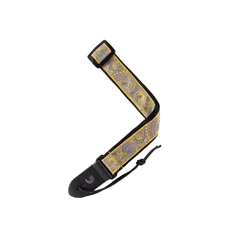 d-addario-jacquard-ukulele-gurt-paisley-yellow-purple image 1
