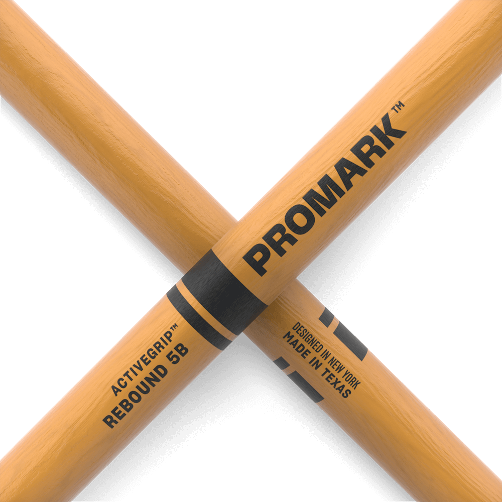 promark-rebound-5b-activegrip-clear-hickory-drumsticks-acorn-wood-tip image 5
