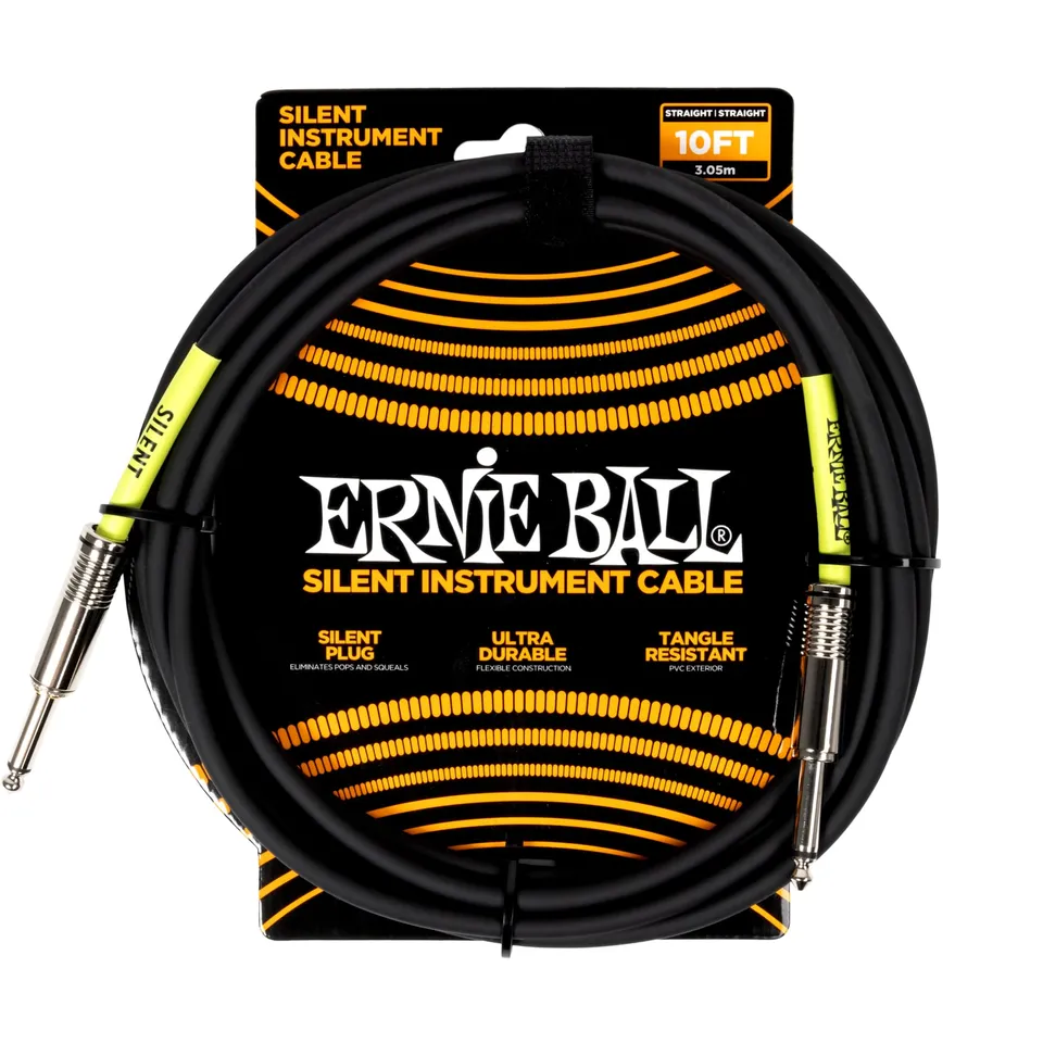 ernie-ball-classic-instrumentenkabel-gerade-gerade-3-m-silent-schwarz image 1