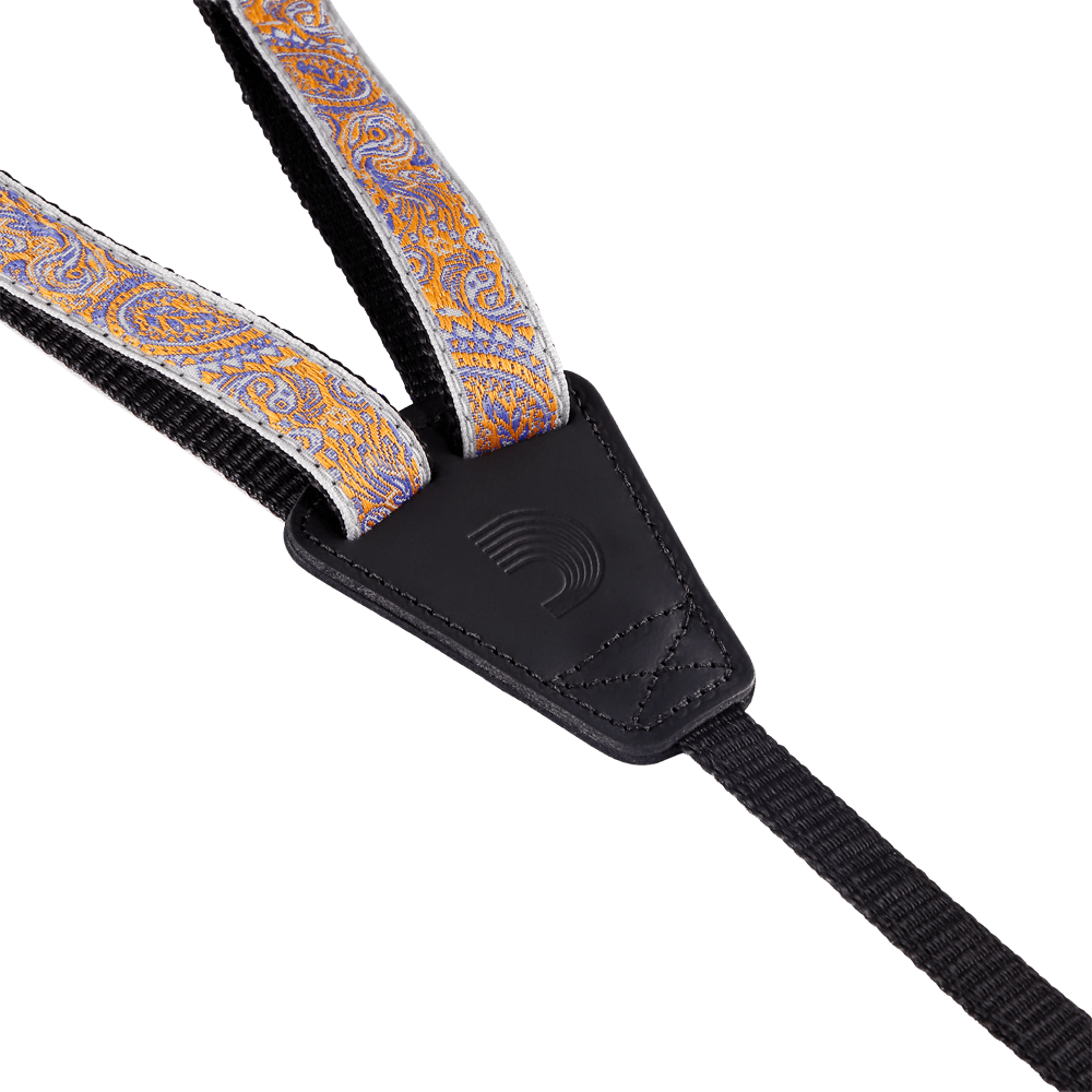 d-addario-cradle-ukulele-gurt-paisley-grey-orange-schallloch-haken image 3