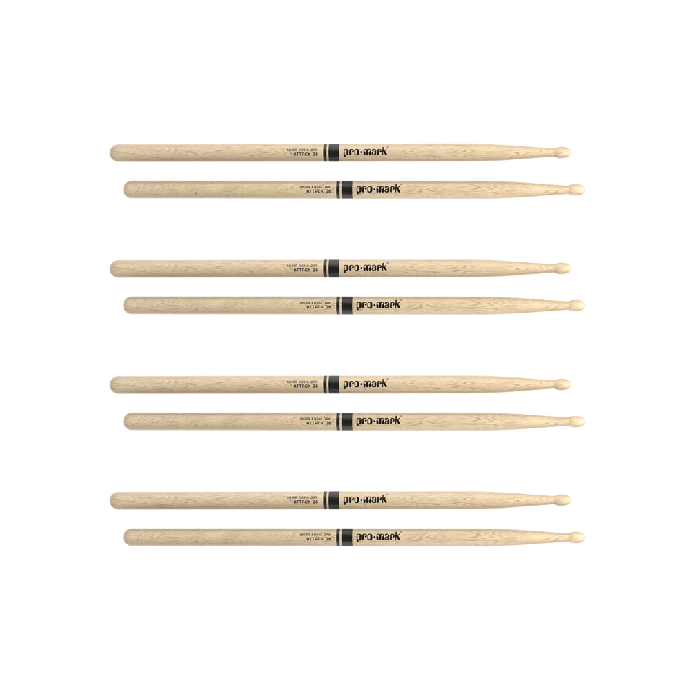 d-addario-promark-classic-attack-2b-drumsticks-shira-kashi-oak-wood-tip image 4
