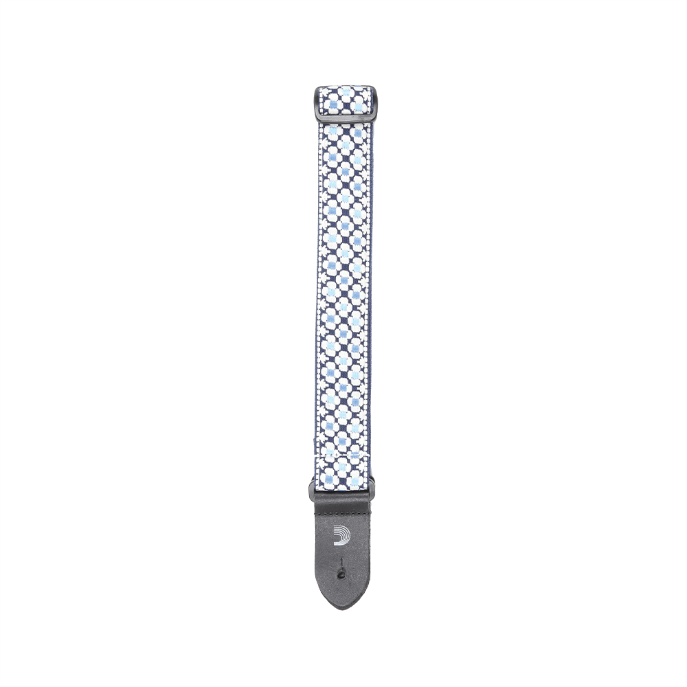 d-addario-woven-ukulele-strap-blue-flowers-gewebter-ukulelen-gurt image 3