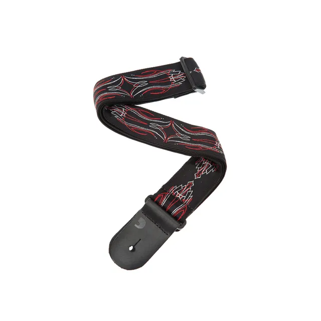 d-addario-woven-gitarrengurt-chopper-schwarz-rot-silber image 1