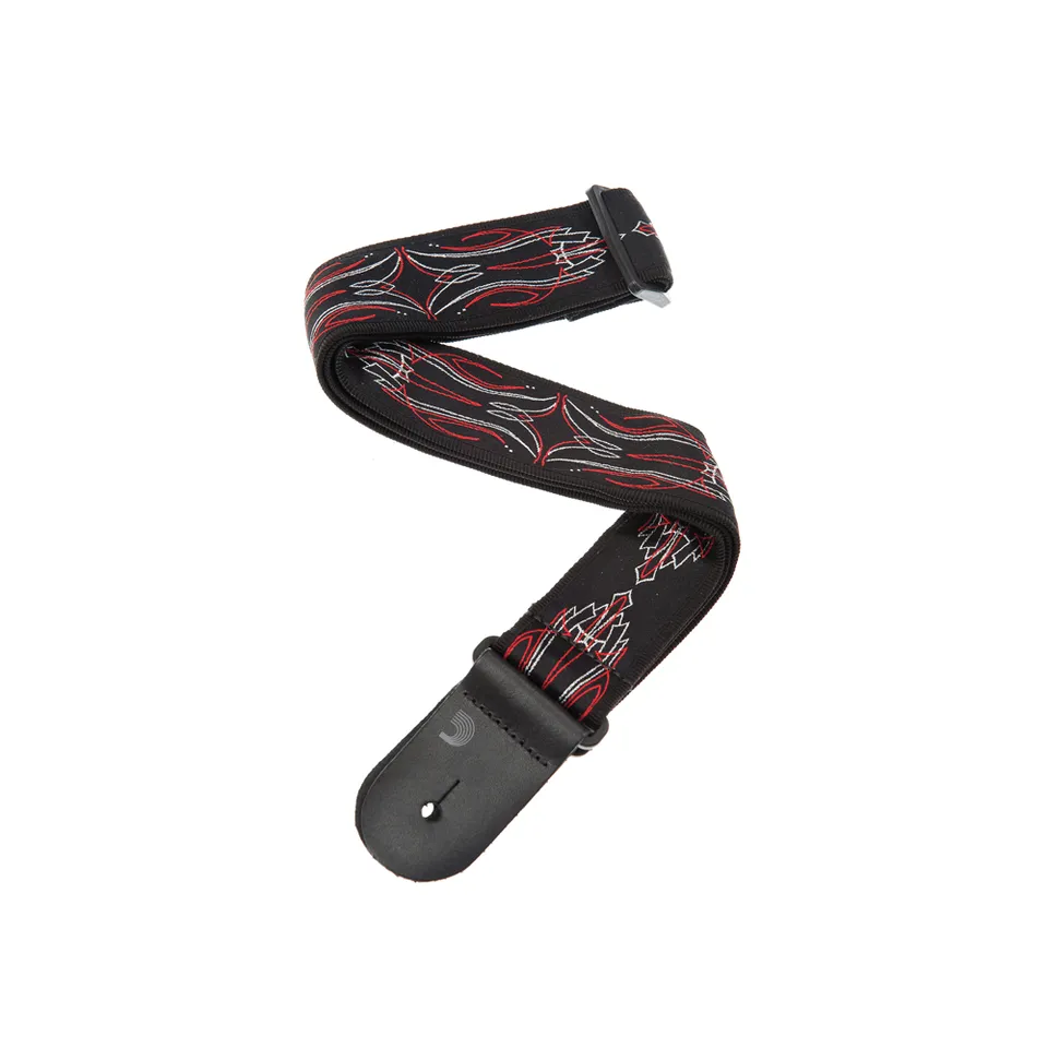 d-addario-woven-gitarrengurt-chopper-schwarz-rot-silber image 1