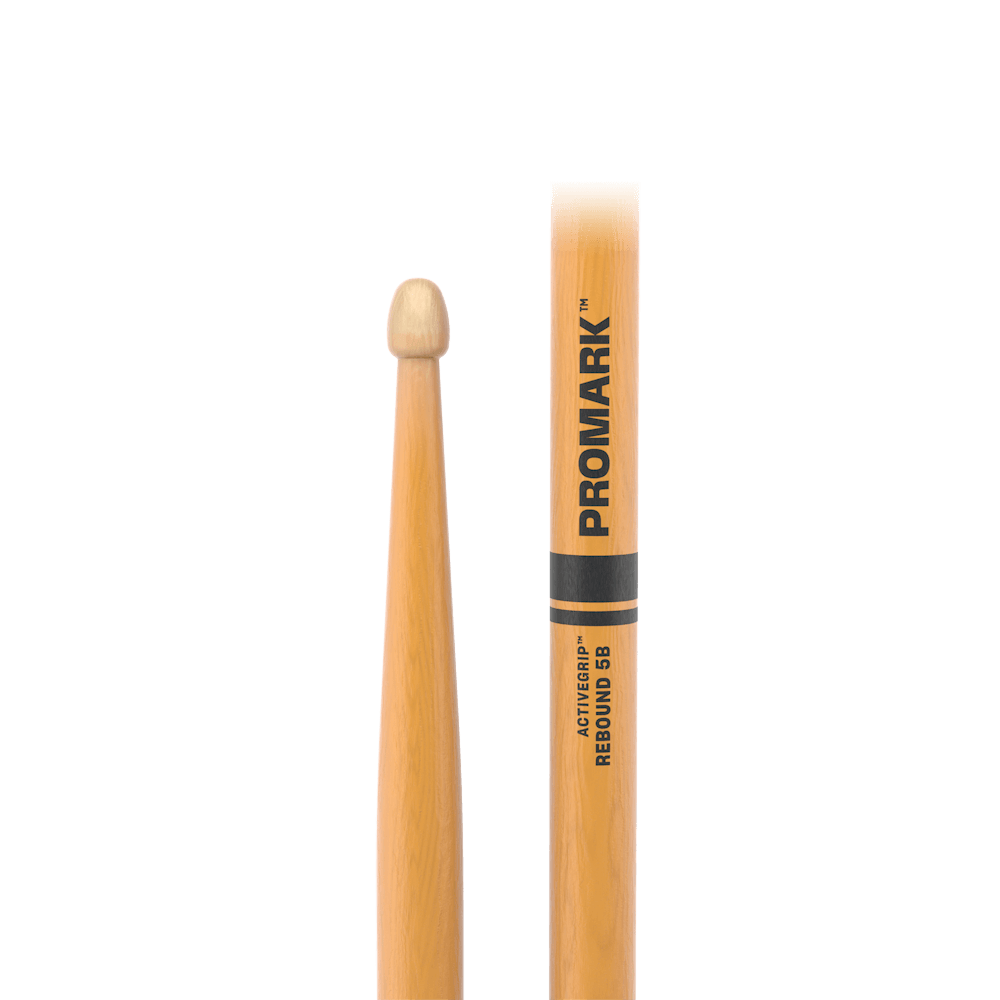 promark-rebound-5b-activegrip-clear-hickory-drumsticks-acorn-wood-tip image 2