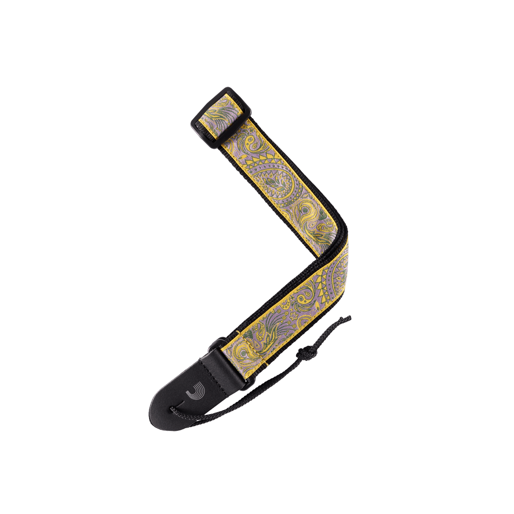 d-addario-jacquard-ukulele-gurt-paisley-yellow-purple image 1