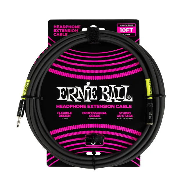 ernie-ball-kopfh-rer-verl-ngerungskabel-3-5-mm-auf-3-5-mm-3-m-schwarz image 1