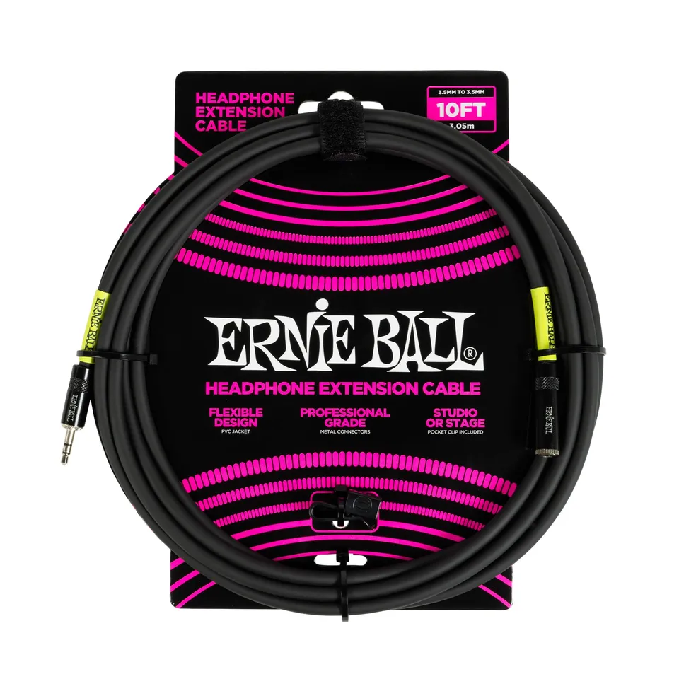 ernie-ball-kopfh-rer-verl-ngerungskabel-3-5-mm-auf-3-5-mm-3-m-schwarz image 1