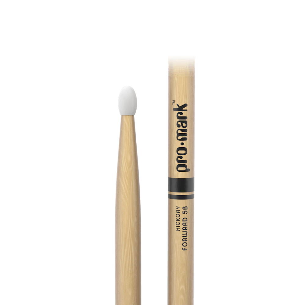 promark-classic-forward-5b-hickory-drumsticks-oval-nylon-tip image 2