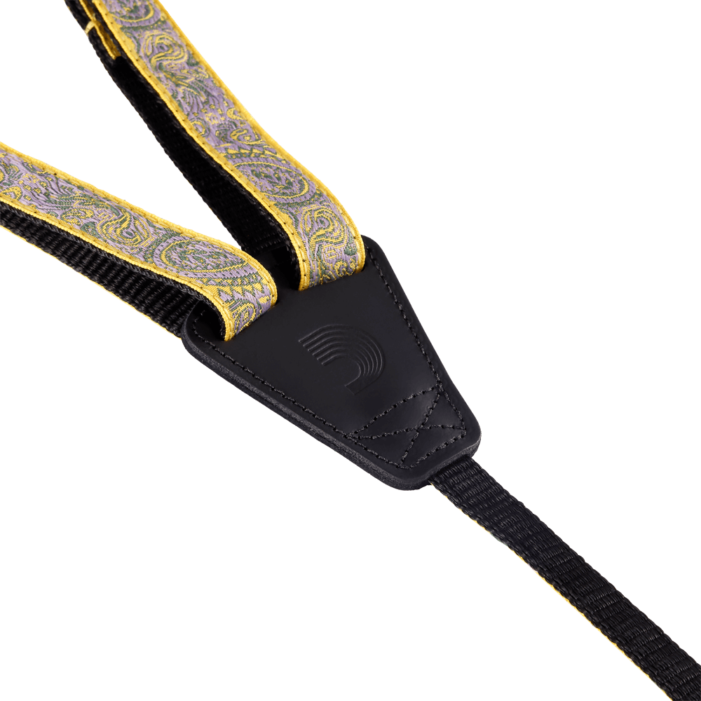 d-addario-cradle-ukulele-strap-paisley-yellow-purple image 3