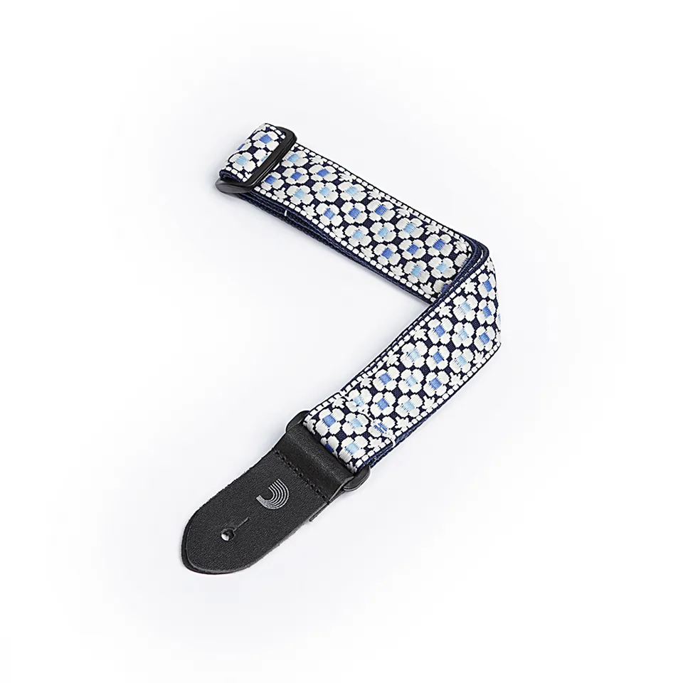 d-addario-woven-ukulele-strap-blue-flowers-gewebter-ukulelen-gurt image 1